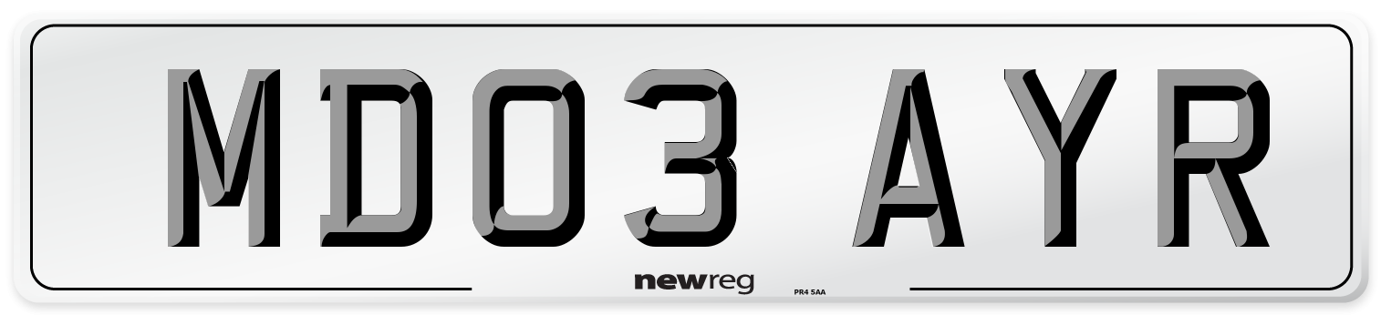 MD03 AYR Number Plate from New Reg